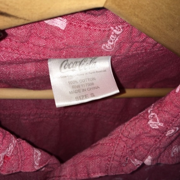 Coca Cola Red Logo Printed Button Down - Picture 4 of 4